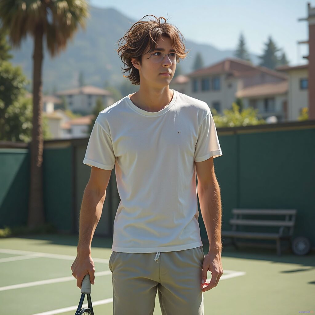 AI imagined photo of myself on the tennis court.